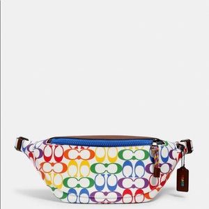 Coach Warren Belt Bag In Rainbow Signature Canvas